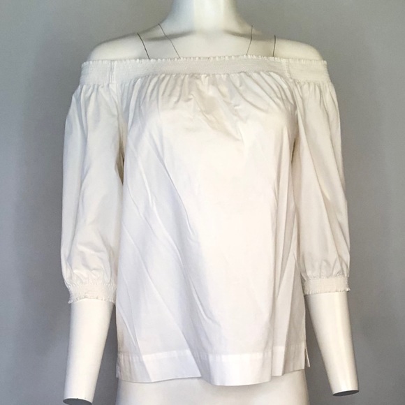 Off the Shoulder White Cotton Blouse - Picture 1 of 2